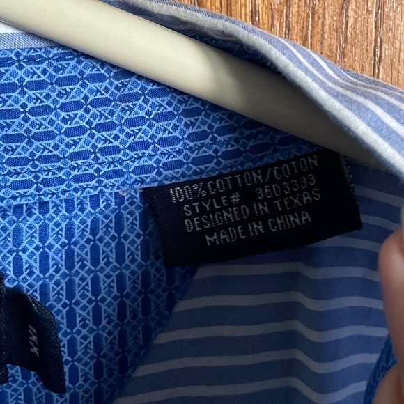 Vintage Panhandle Slim Blue Striped Shirt Button Front 1 Pocket Men's Size XXL - Picture 5 of 12